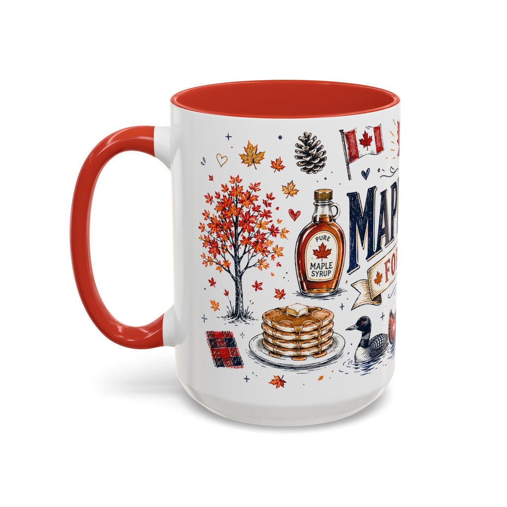 Maple Leaf Forever Coffee Mug | Canadian Pride Gift | Accent Color Ceramic 11oz 15oz