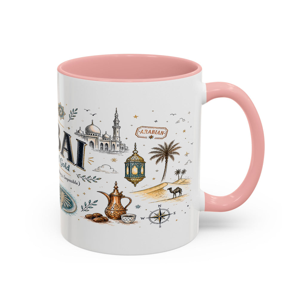 Dubai Coffee Mug | UAE Souvenir Travel Gift | Accent Color Ceramic 11oz 15oz