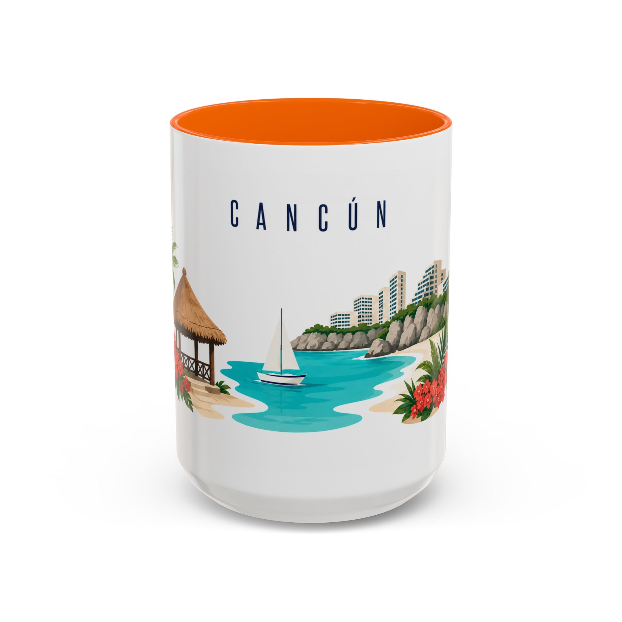 Cancún Coffee Mug | Mexico Travel Souvenir | Porcelain Decal City Gift | 11oz 15oz Accent Mug