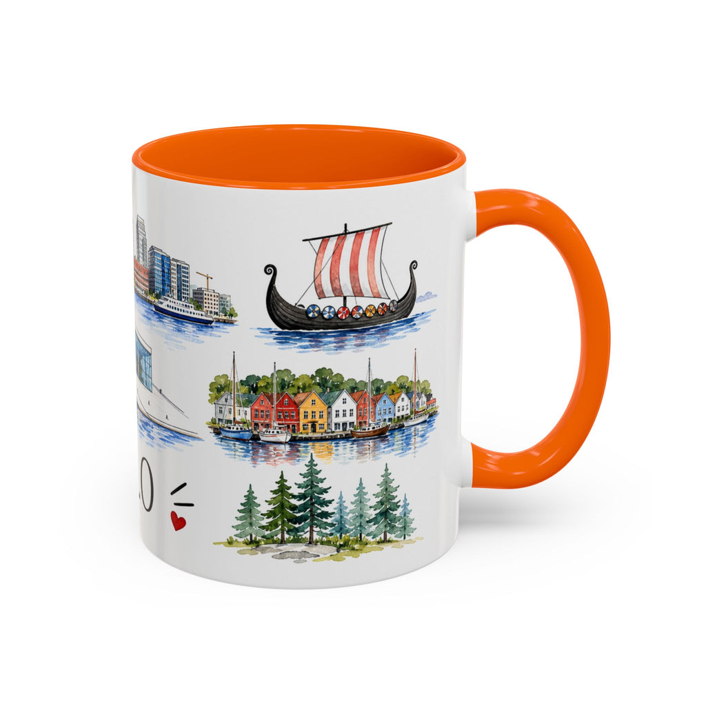 Oslo Illustrated Travel Mug | City Souvenir Accent Coffee Mug | 11oz 15oz Ceramic Cup