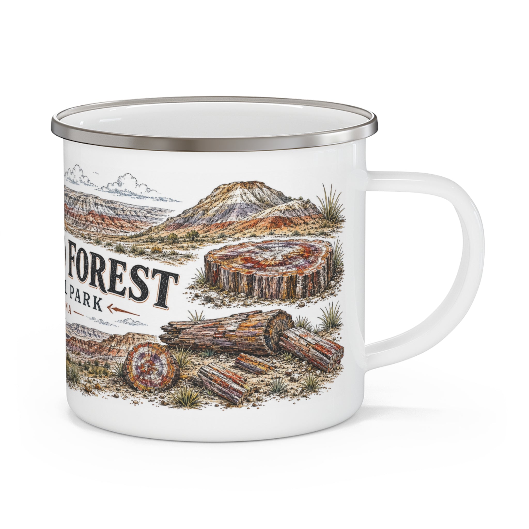 Petrified Forest National Park Vintage Enamel Camping Mug | 12oz National Park Hiking Gift
