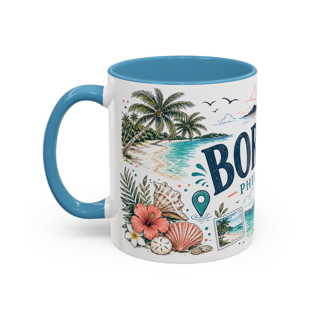 Boracay Coffee Mug | Travel Destination Souvenir Gift | Accent Color Ceramic 11oz 15oz