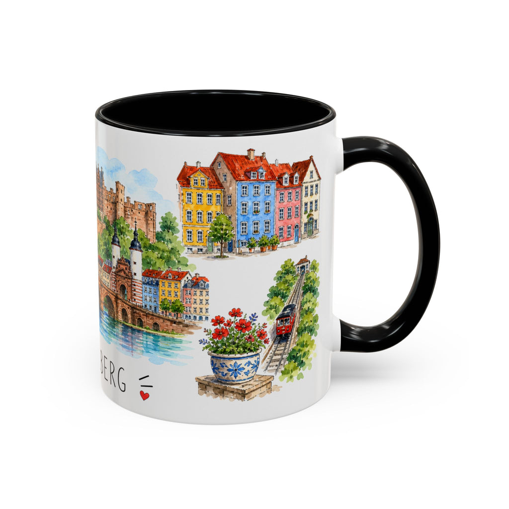 Heidelberg Illustrated Travel Mug | City Souvenir Accent Coffee Mug | 11oz 15oz Ceramic Cup