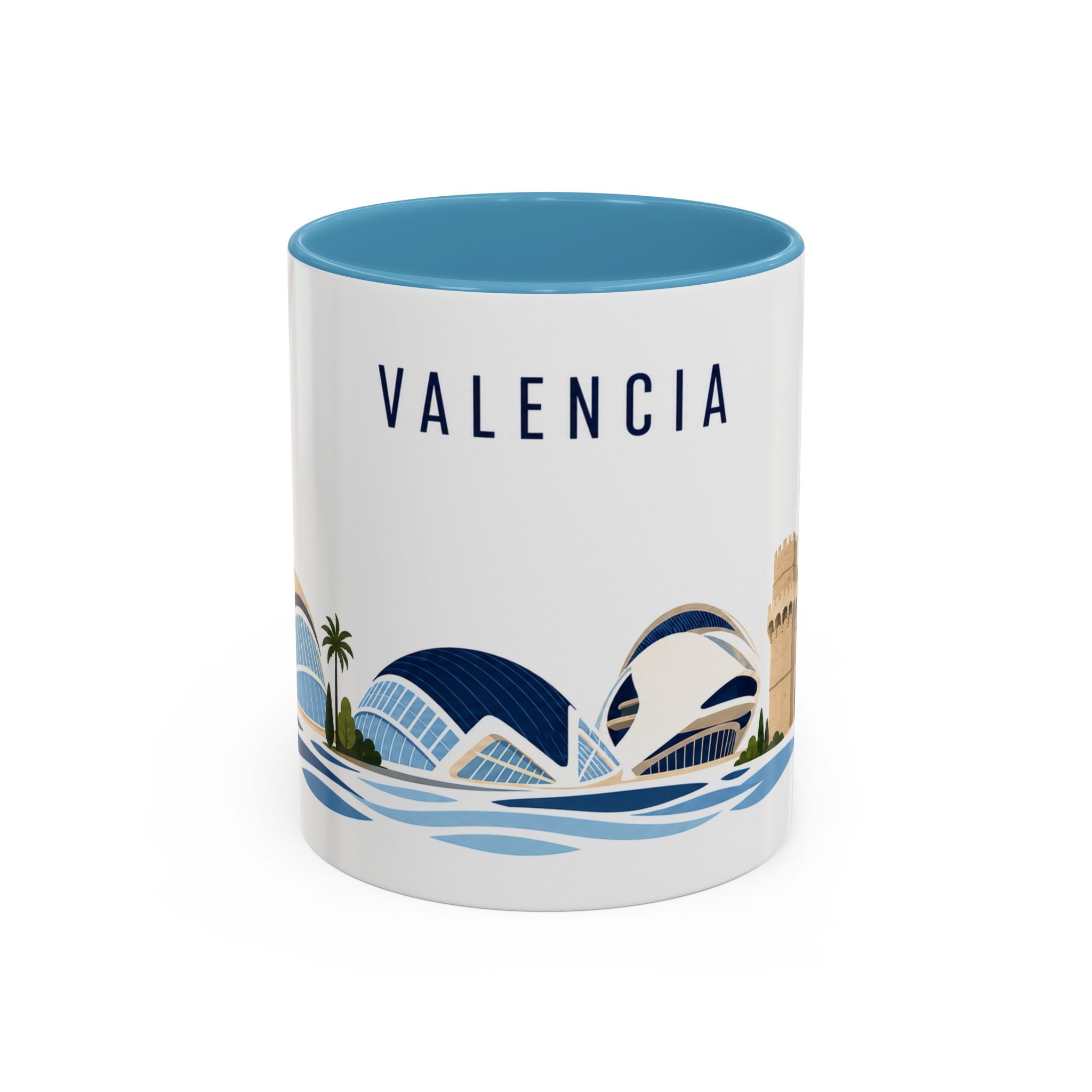 Valencia Coffee Mug | Spain Travel Souvenir | Porcelain Decal City Gift | 11oz 15oz Accent Mug