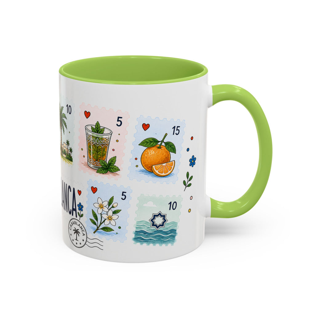 Casablanca Coffee Mug | Postage Stamp Collage Mug | Travel Souvenir Accent Cup 11oz 15oz
