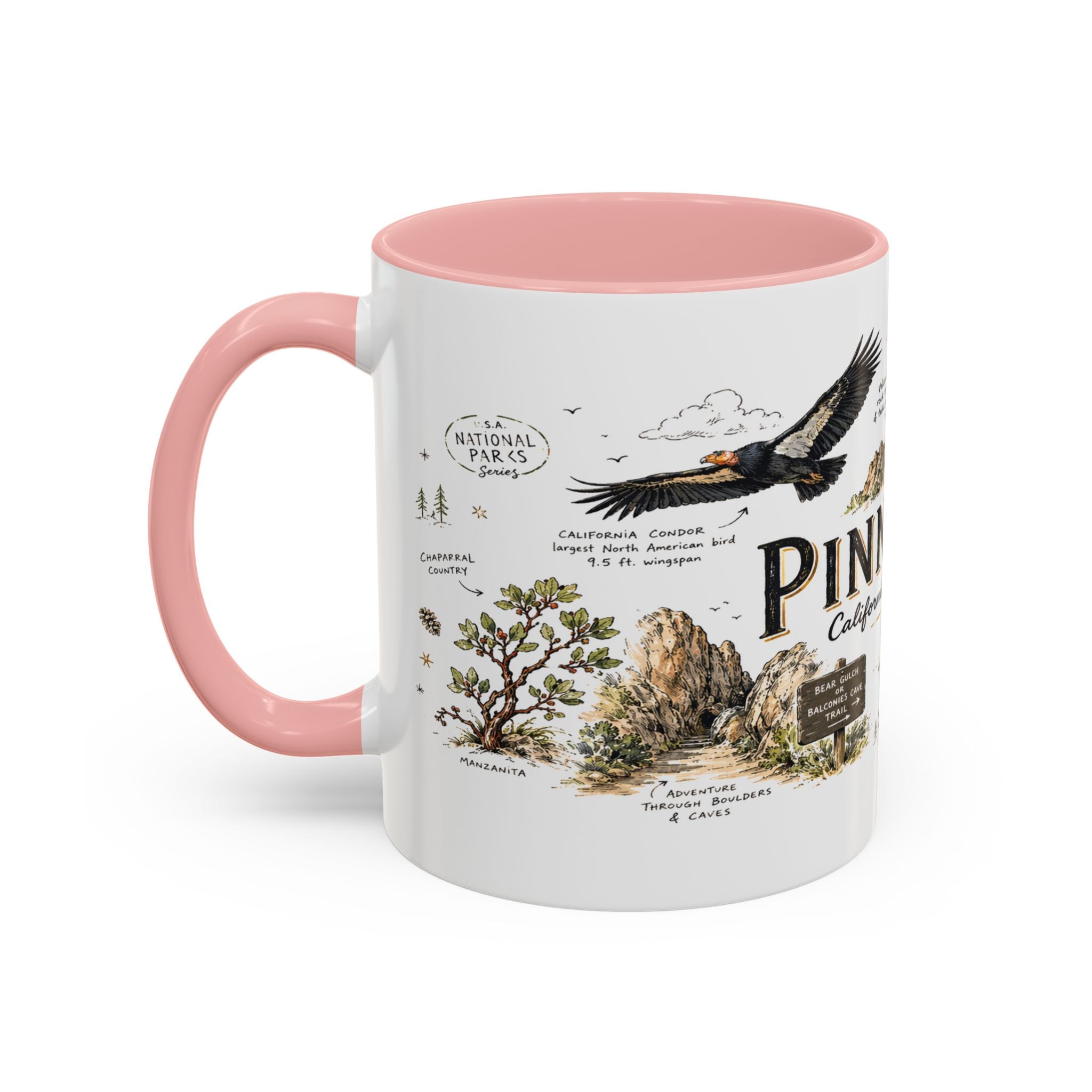 Pinnacles National Park Coffee Mug | California Rock Climbing Condor Gift | Accent Color Ceramic 11oz 15oz