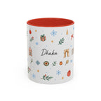 Dhaka Christmas Mug | Watercolor Travel Souvenir | Holiday Gift | Accent Ceramic Coffee Cup 11oz 15oz
