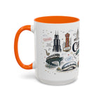 Chicago Coffee Mug | Illinois Souvenir City Gift | Accent Color Ceramic 11oz 15oz