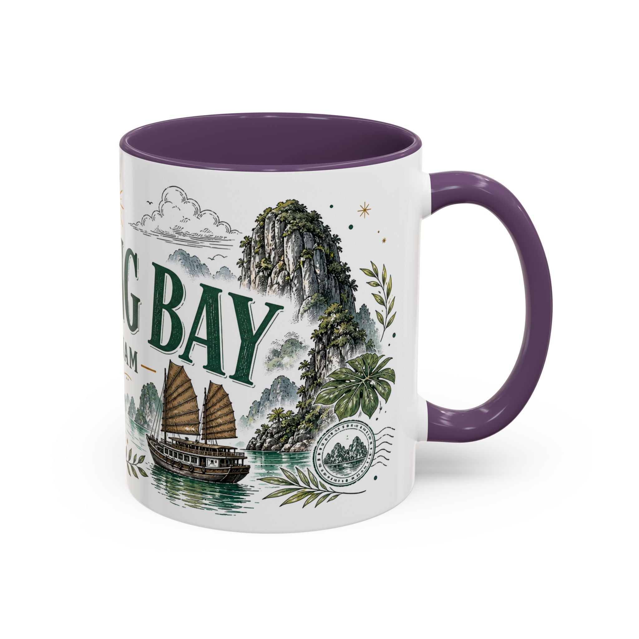 Ha Long Bay Coffee Mug | Travel Destination Souvenir Gift | Accent Color Ceramic 11oz 15oz