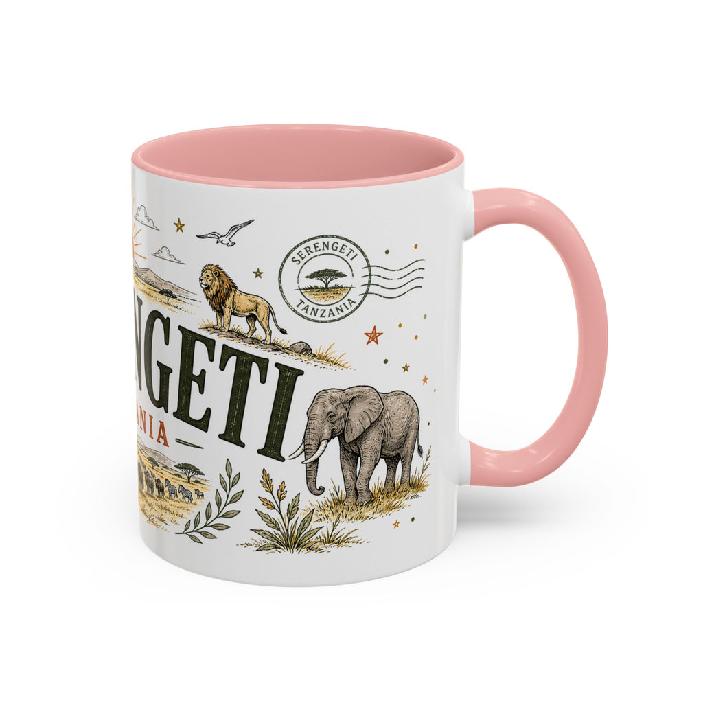 Serengeti Coffee Mug | Travel Destination Souvenir Gift | Accent Color Ceramic 11oz 15oz