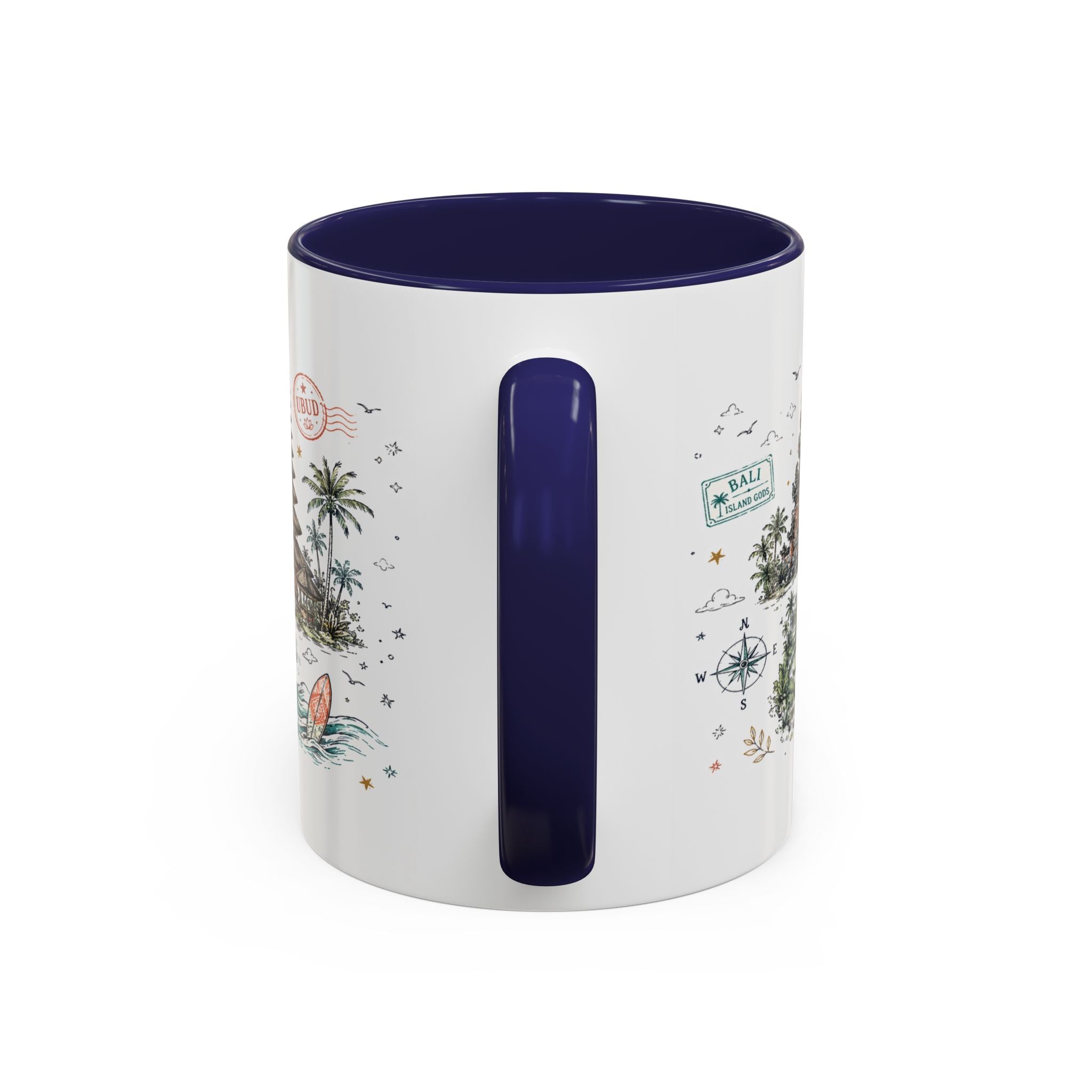 Bali Coffee Mug | Indonesia Souvenir Travel Gift | Accent Color Ceramic 11oz 15oz