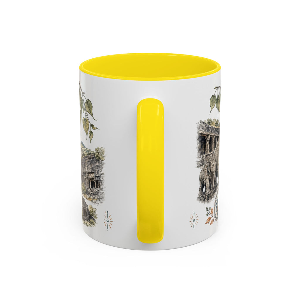 Ellora Caves Mug, India Travel Souvenir, Bucket List Gift, Accent Ceramic Coffee Mug 11oz 15oz