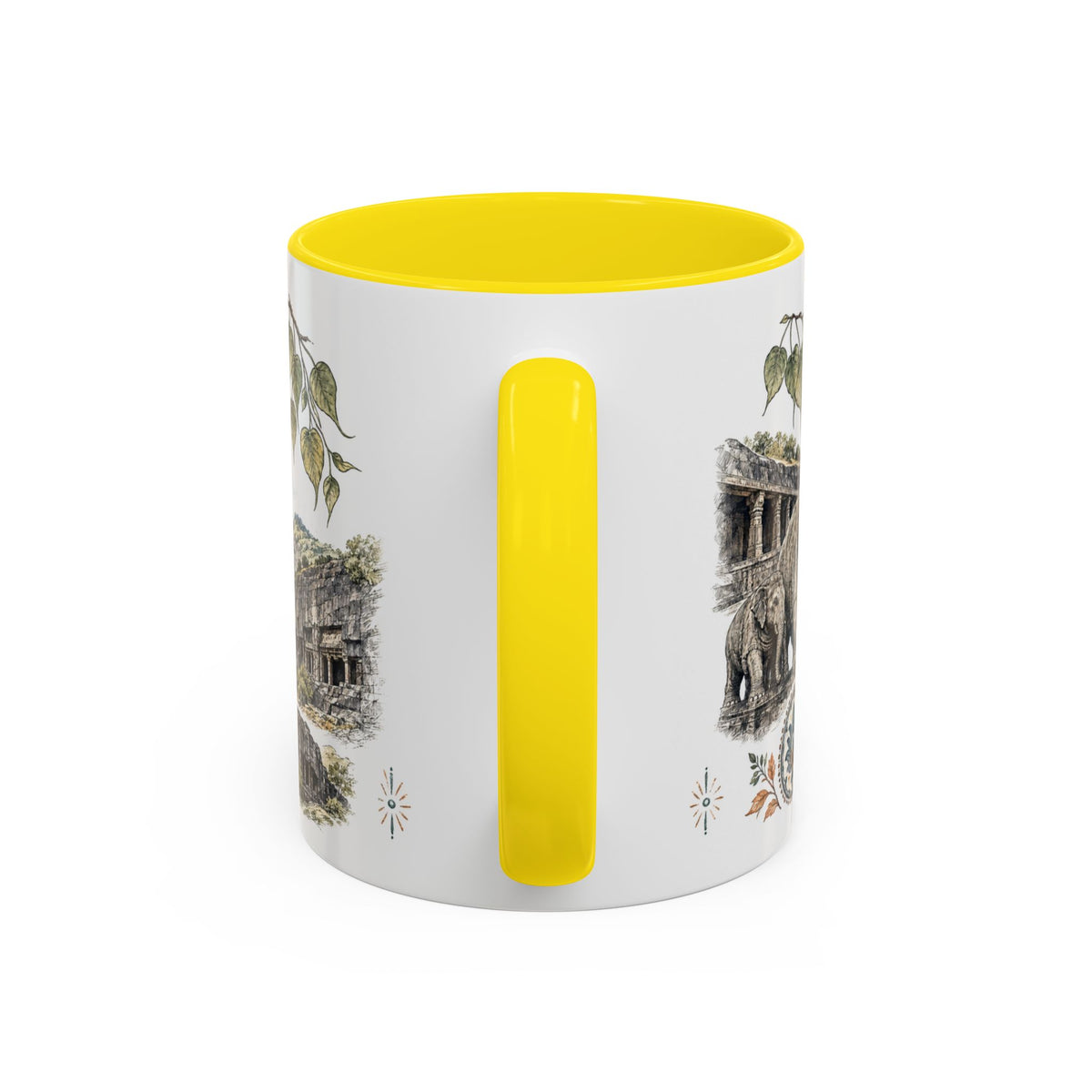 Ellora Caves Mug, India Travel Souvenir, Bucket List Gift, Accent Ceramic Coffee Mug 11oz 15oz