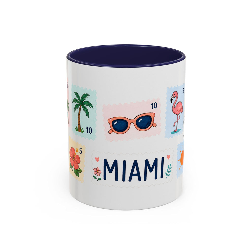 Miami Coffee Mug | Postage Stamp Collage Mug | Travel Souvenir Accent Cup 11oz 15oz