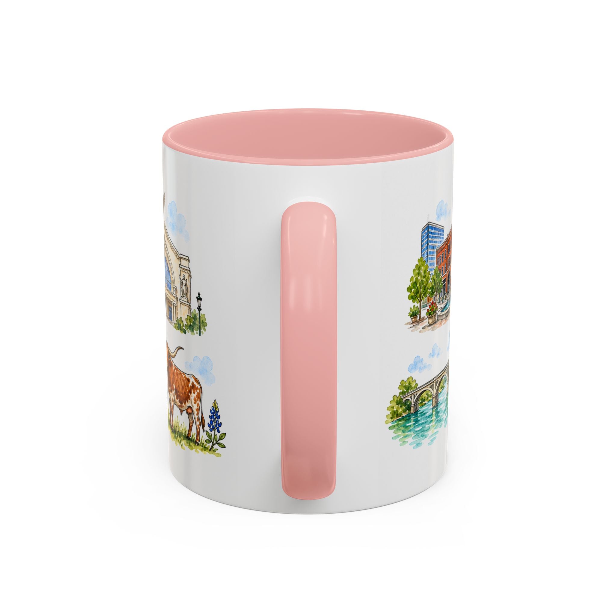 Fort Worth Illustrated Travel Mug | City Souvenir Accent Coffee Mug | 11oz 15oz Ceramic Cup