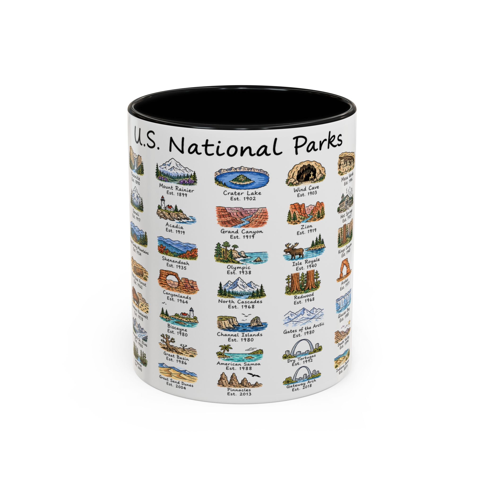 63 National Parks Mug | U.S. Parks Coffee Cup | Park Bucket List Gift | Road Trip Hiking Camping Souvenir