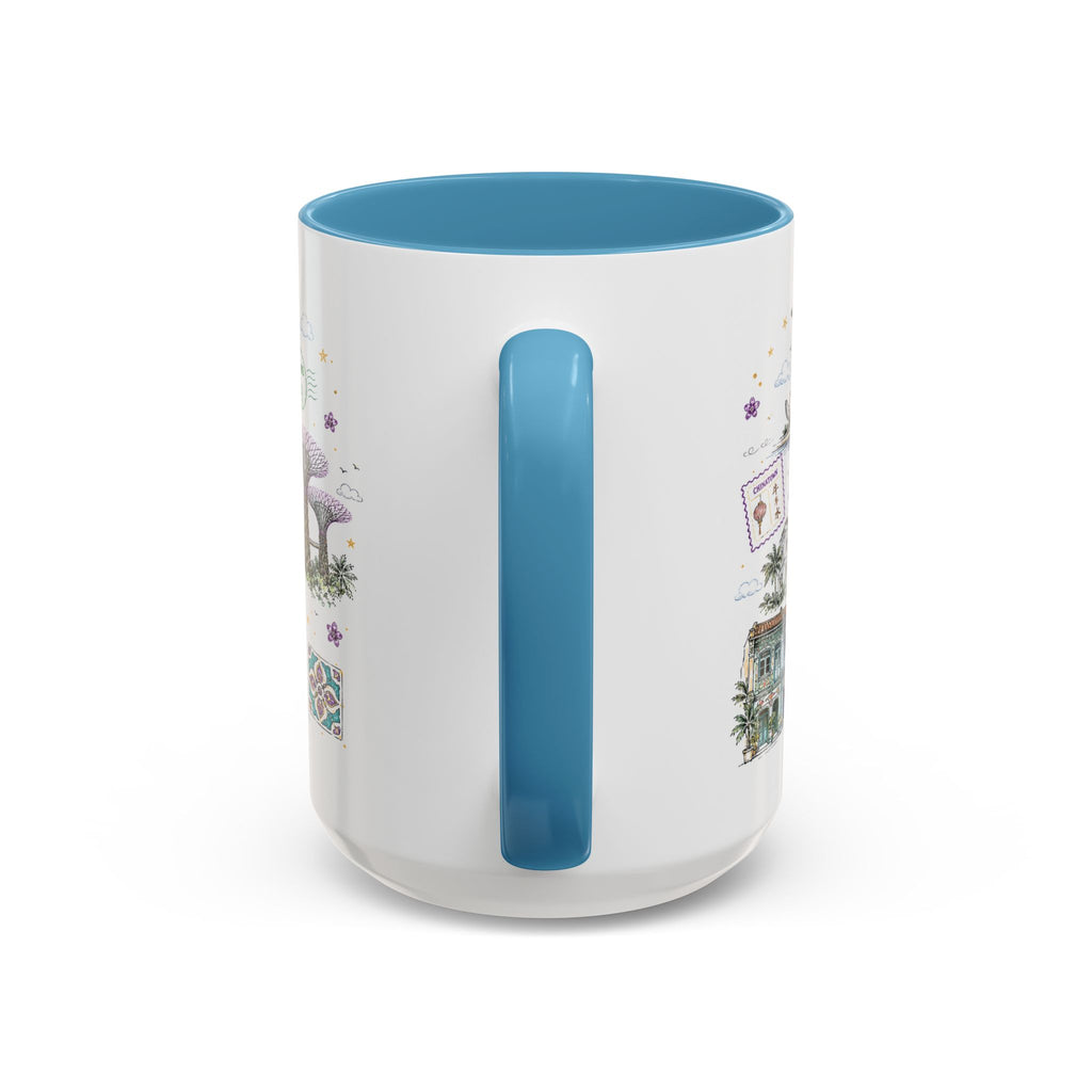 Singapore Coffee Mug | Asia Souvenir Travel Gift | Accent Color Ceramic 11oz 15oz
