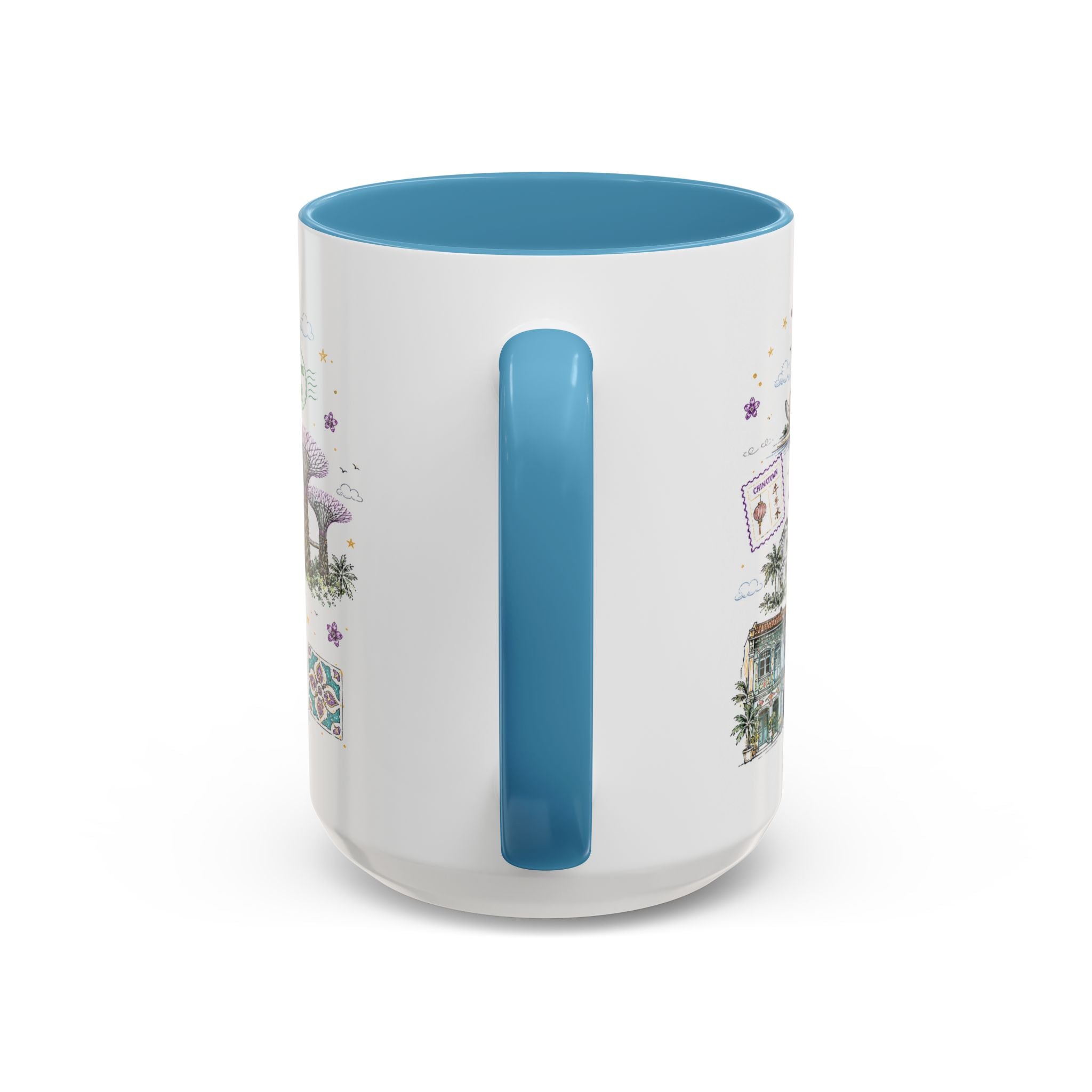 Singapore Coffee Mug | Asia Souvenir Travel Gift | Accent Color Ceramic 11oz 15oz