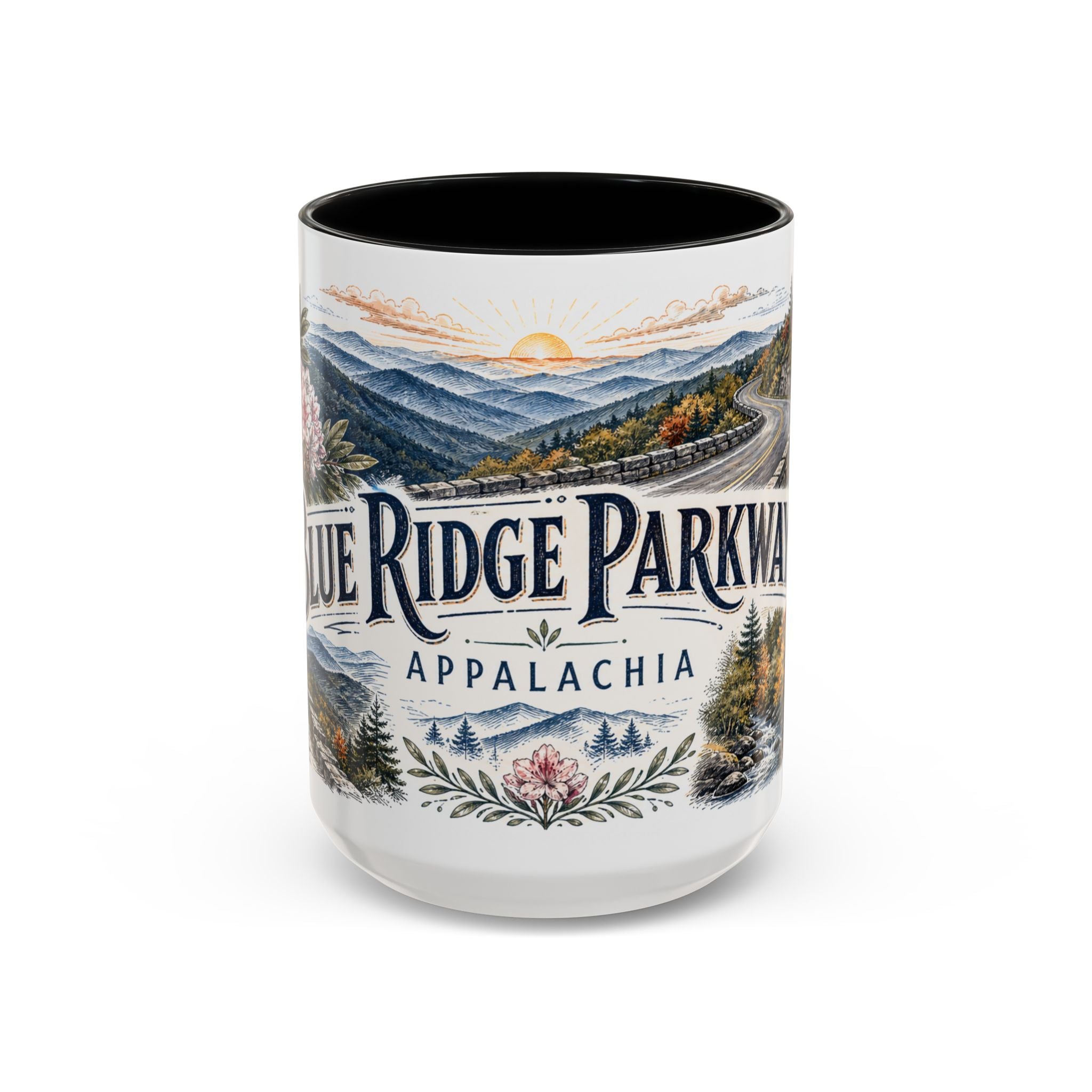 Blue Ridge Parkway Mug, Appalachia Travel Souvenir, Bucket List Gift, Accent Ceramic Coffee Mug 11oz 15oz