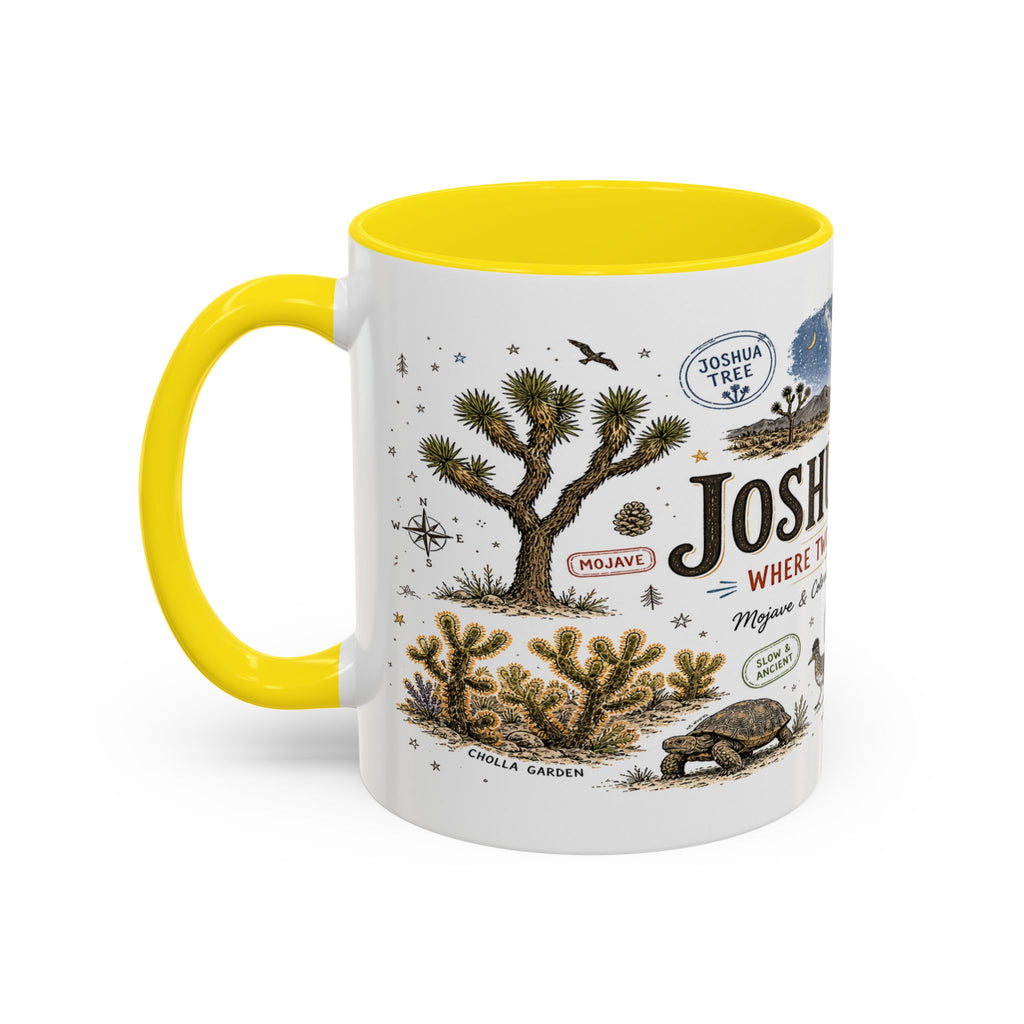 Joshua Tree Coffee Mug | National Park Desert Camping Gift | Accent Color Ceramic 11oz 15oz