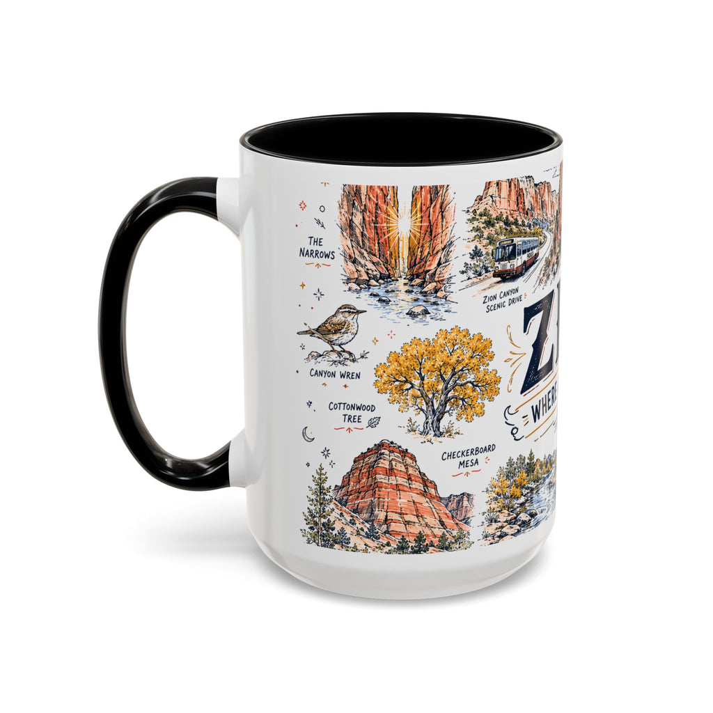 Zion National Park Coffee Mug | Hiking Camping Nature Gift | Accent Color Ceramic 11oz 15oz
