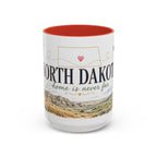 North Dakota State Map Mug | Prairie Rose Botanical Accent Coffee Cup