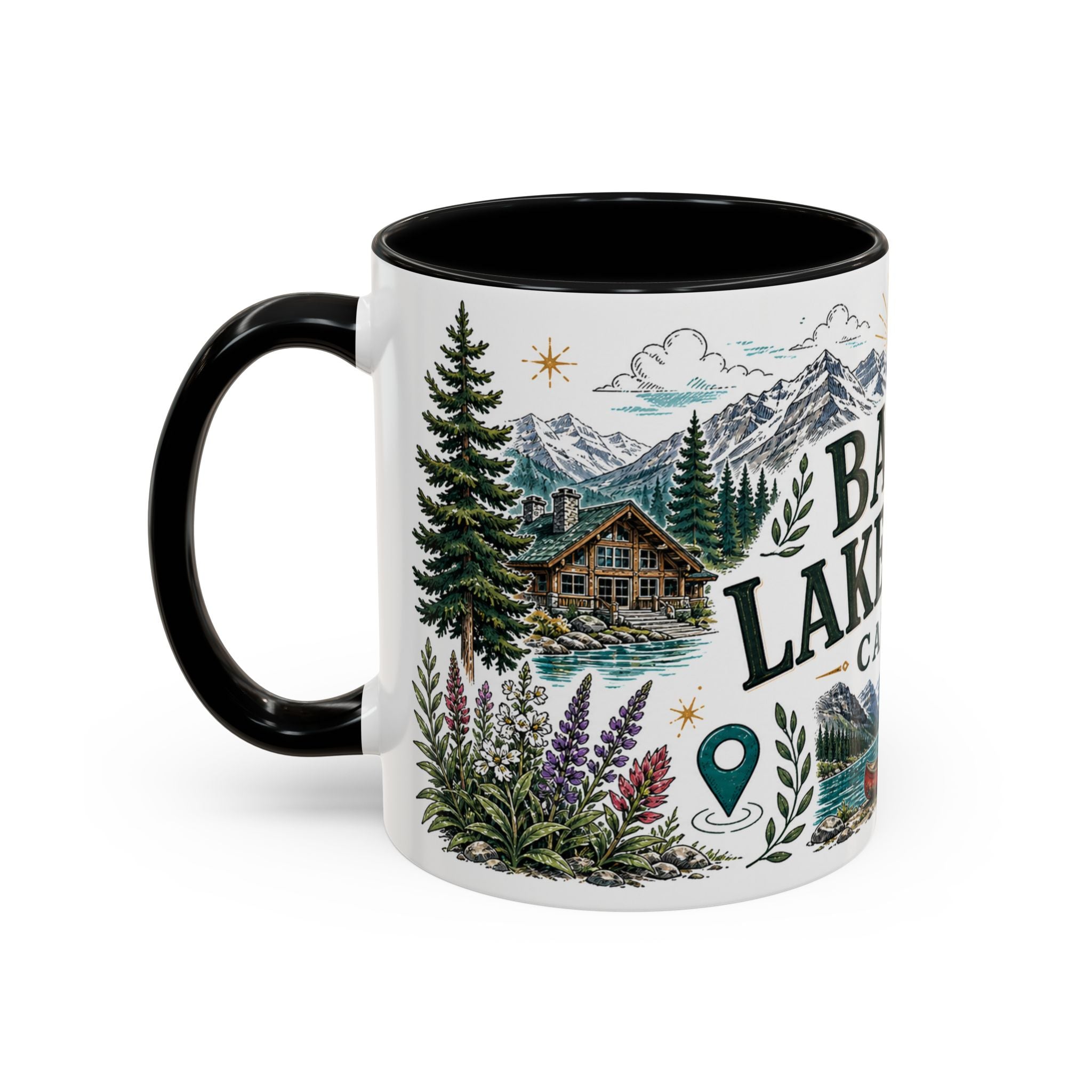 Banff Lake Louise Coffee Mug | Travel Destination Souvenir Gift | Accent Color Ceramic 11oz 15oz