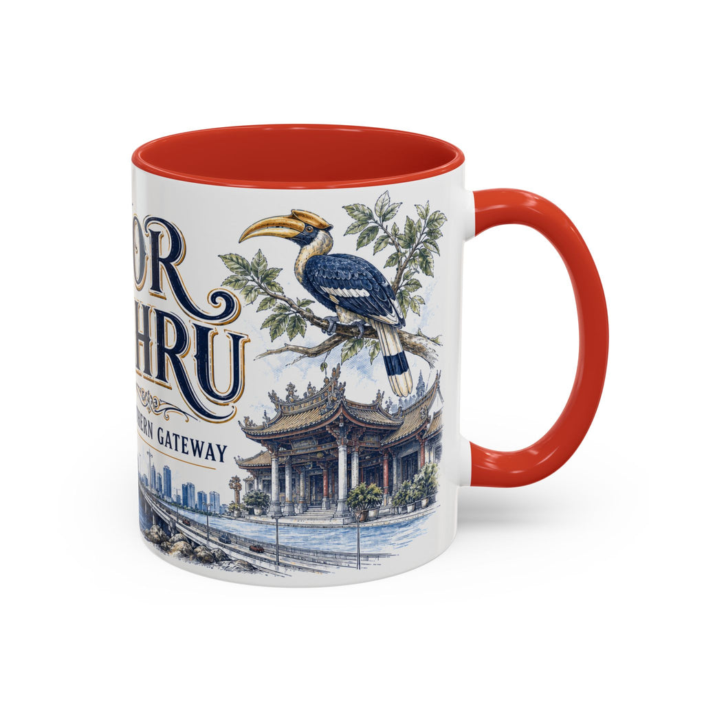 Johor Bahru Coffee Mug | Malaysia Travel Souvenir | Vintage Illustrated City Gift | 11 oz 15 oz Accent Mug