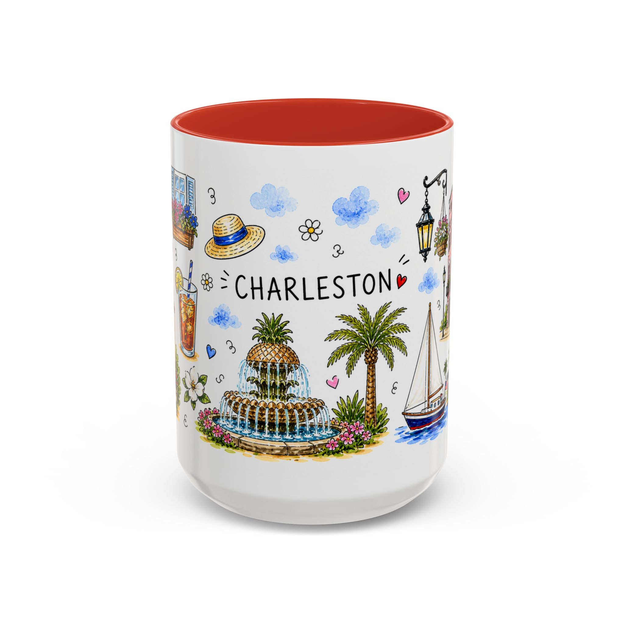 Charleston Illustrated Travel Mug | City Souvenir Accent Coffee Mug | 11oz 15oz Ceramic Cup