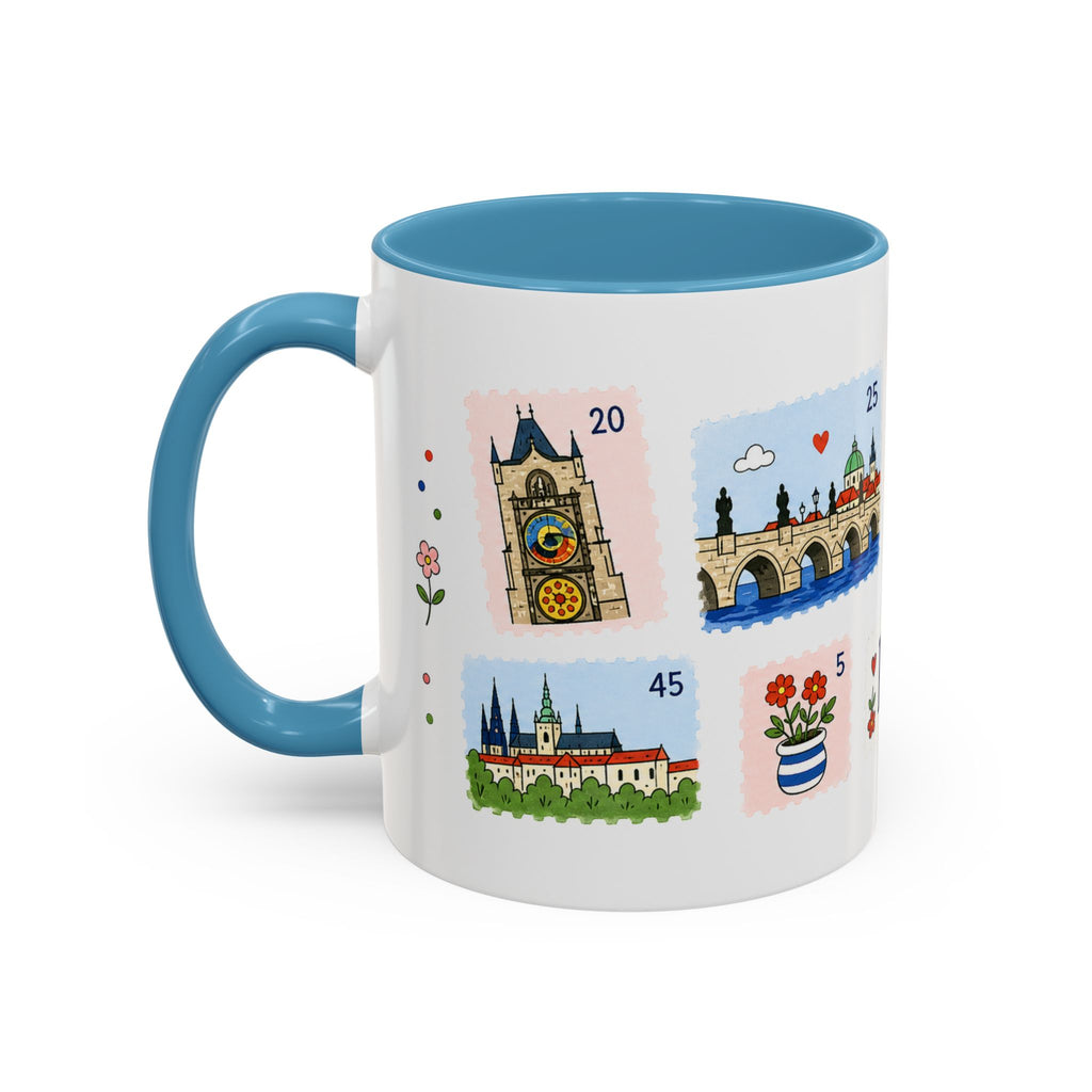 Prague Coffee Mug | Postage Stamp Collage Mug | Travel Souvenir Accent Cup 11oz 15oz