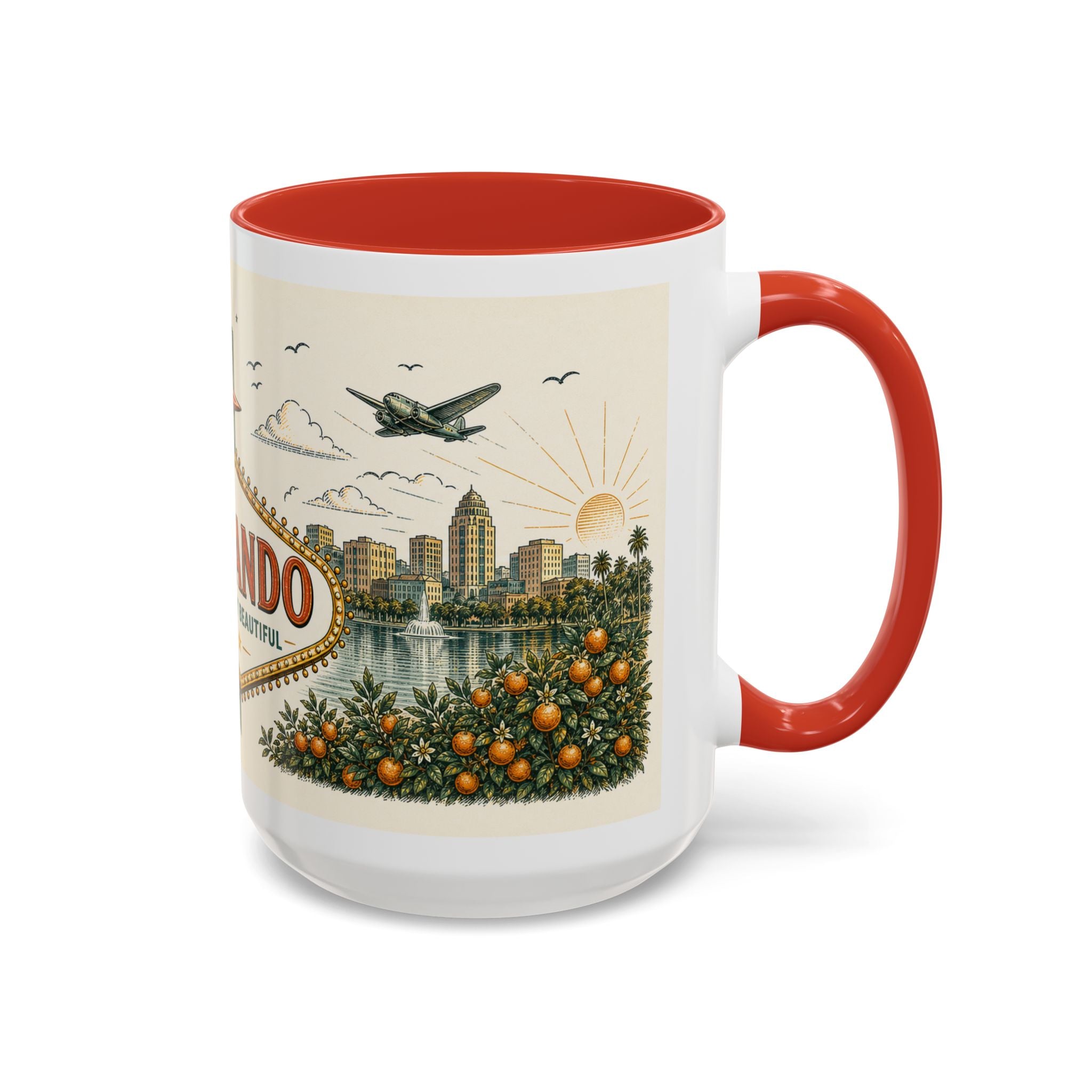 Orlando Coffee Mug | United States Travel Souvenir | Vintage Illustrated City Gift | 11 oz 15 oz Accent Mug