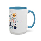 Officially Off The Clock Coffee Mug | Funny Retirement Gift | Accent Color Ceramic 11oz 15oz