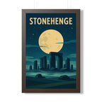 Stonehenge United Kingdom Framed Poster | Vintage Travel Wall Art | Black Walnut White Frame | 16x24 20x30