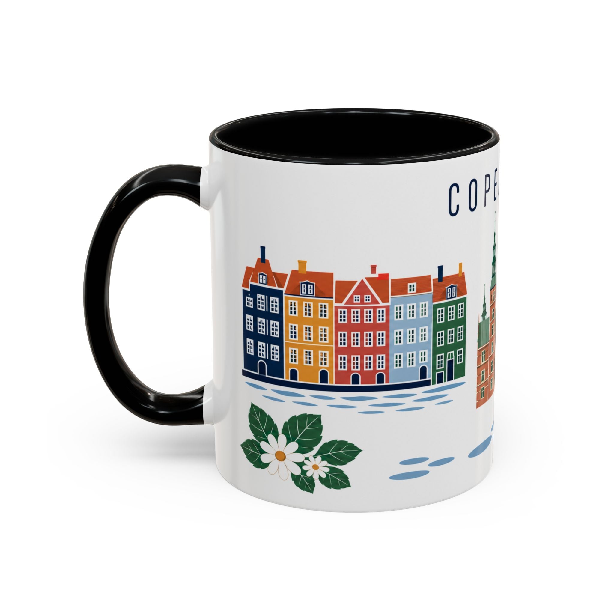 Copenhagen Coffee Mug | Denmark Travel Souvenir | Porcelain Decal City Gift | 11oz 15oz Accent Mug