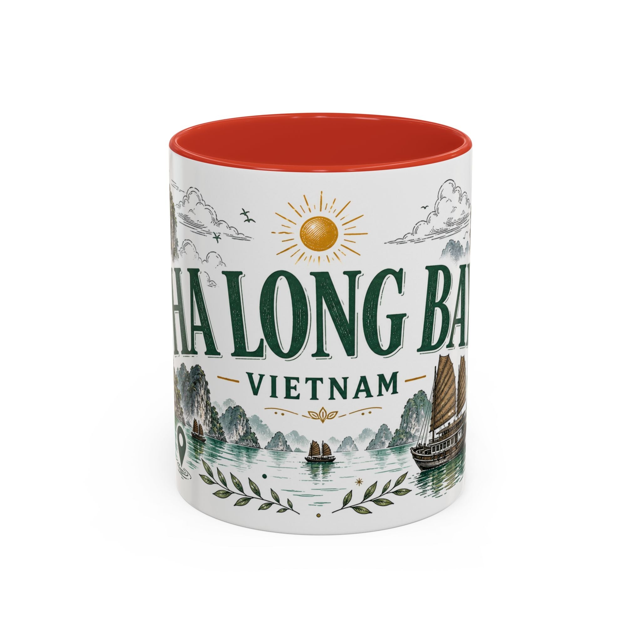 Ha Long Bay Coffee Mug | Travel Destination Souvenir Gift | Accent Color Ceramic 11oz 15oz