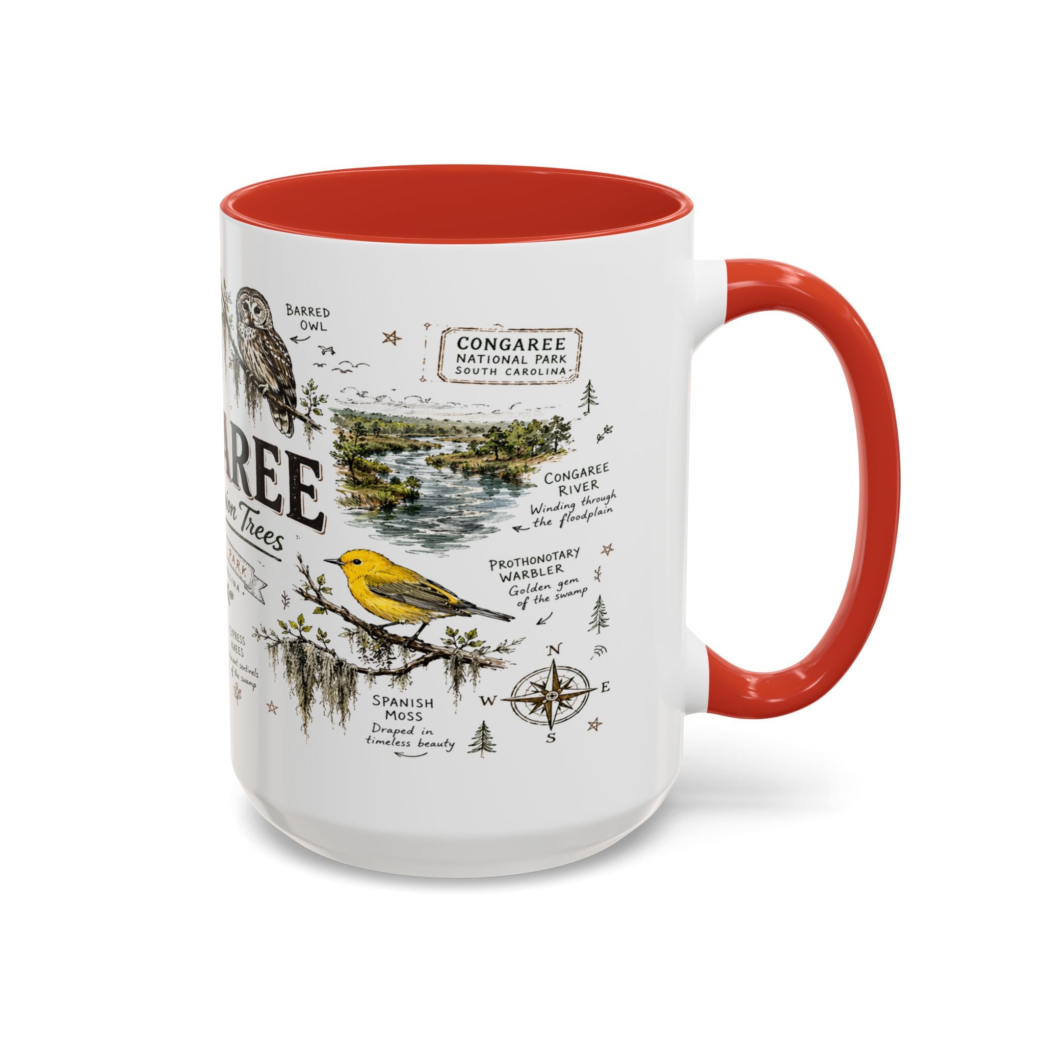 Congaree National Park Coffee Mug | South Carolina Forest Floodplain Gift | Accent Color Ceramic 11oz 15oz