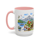Interlaken Illustrated Travel Mug | Switzerland Souvenir Accent Coffee Mug | 11oz 15oz Ceramic Cup