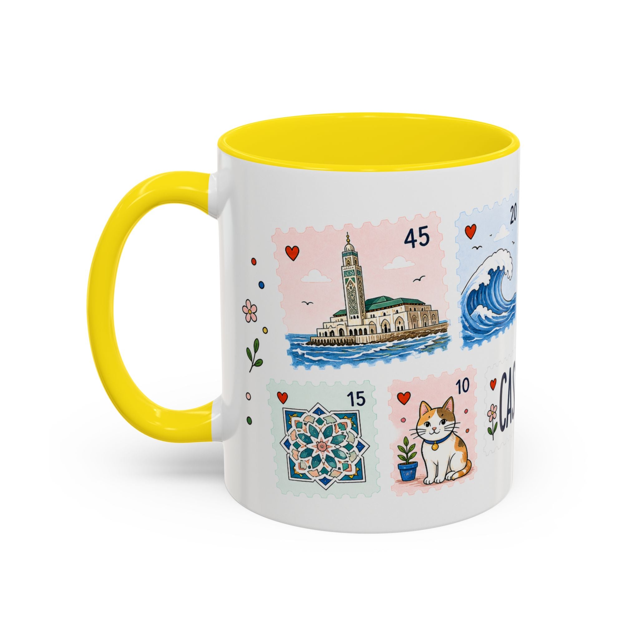 Casablanca Coffee Mug | Postage Stamp Collage Mug | Travel Souvenir Accent Cup 11oz 15oz