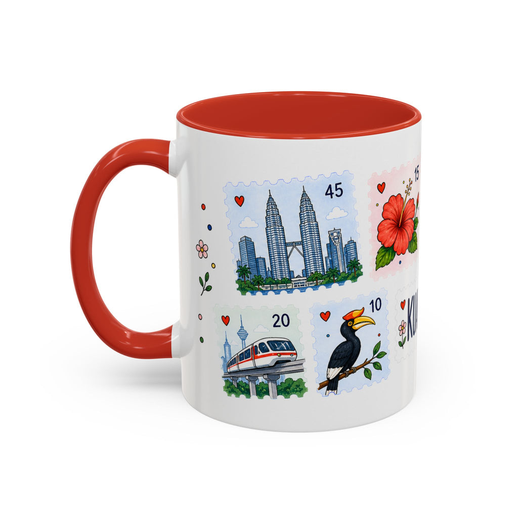 Kuala Lumpur Coffee Mug | Postage Stamp Collage Mug | Travel Souvenir Accent Cup 11oz 15oz