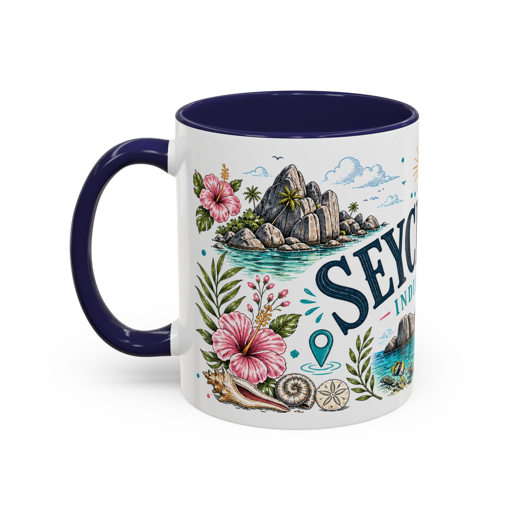 Seychelles Coffee Mug | Travel Destination Souvenir Gift | Accent Color Ceramic 11oz 15oz