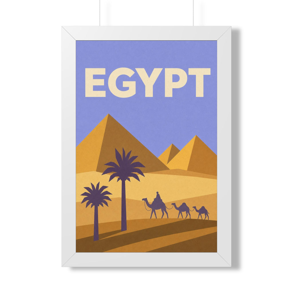 Egypt Pyramids Egypt Framed Poster | Vintage Travel Wall Art | Black Walnut White Frame | 16x24 20x30