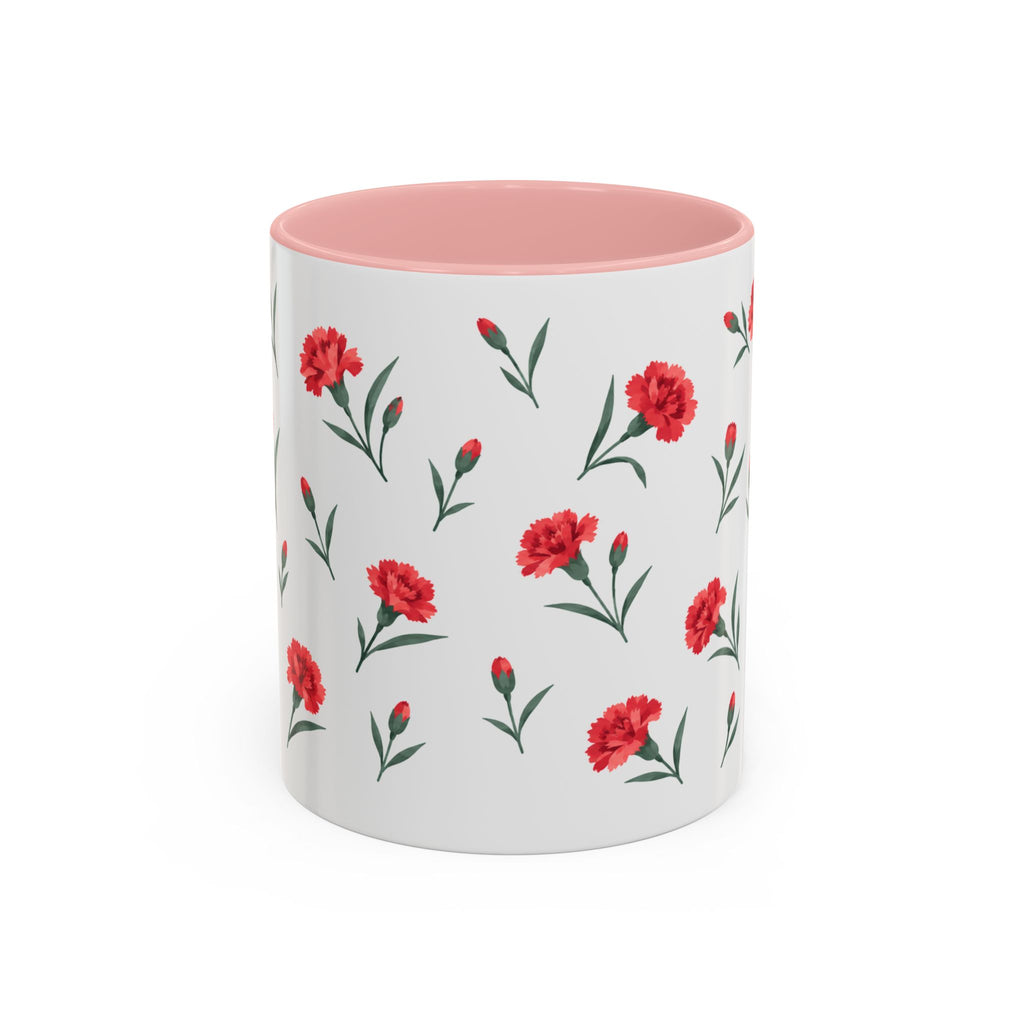 Ohio Scarlet Carnation Mug, State Flower Floral Coffee Cup, 11oz Botanical Gift