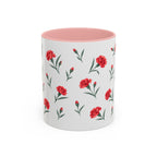 Ohio Scarlet Carnation Mug, State Flower Floral Coffee Cup, 11oz Botanical Gift