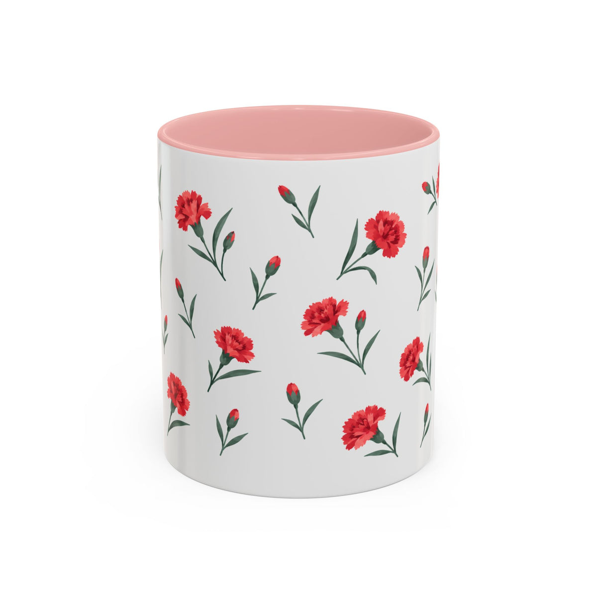 Ohio Scarlet Carnation Mug, State Flower Floral Coffee Cup, 11oz Botanical Gift