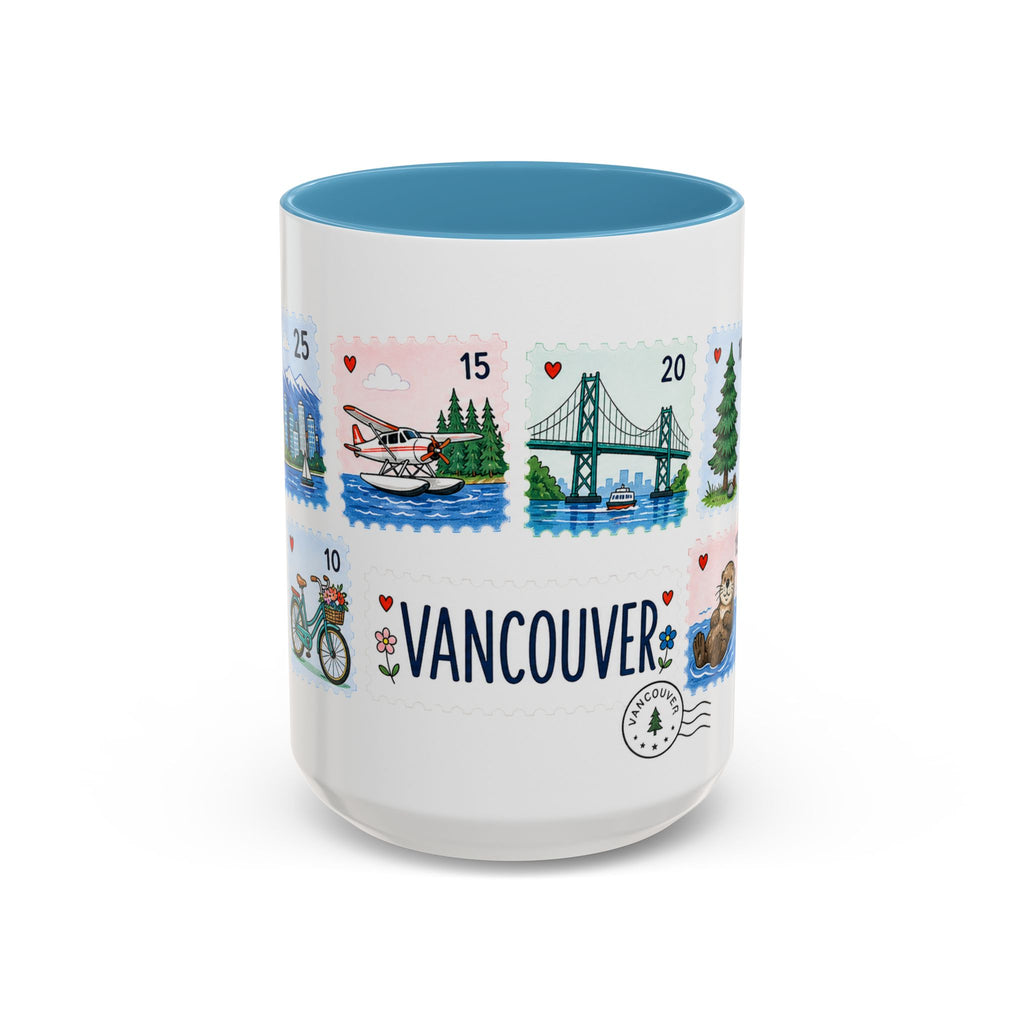 Vancouver Coffee Mug | Postage Stamp Collage Mug | Travel Souvenir Accent Cup 11oz 15oz