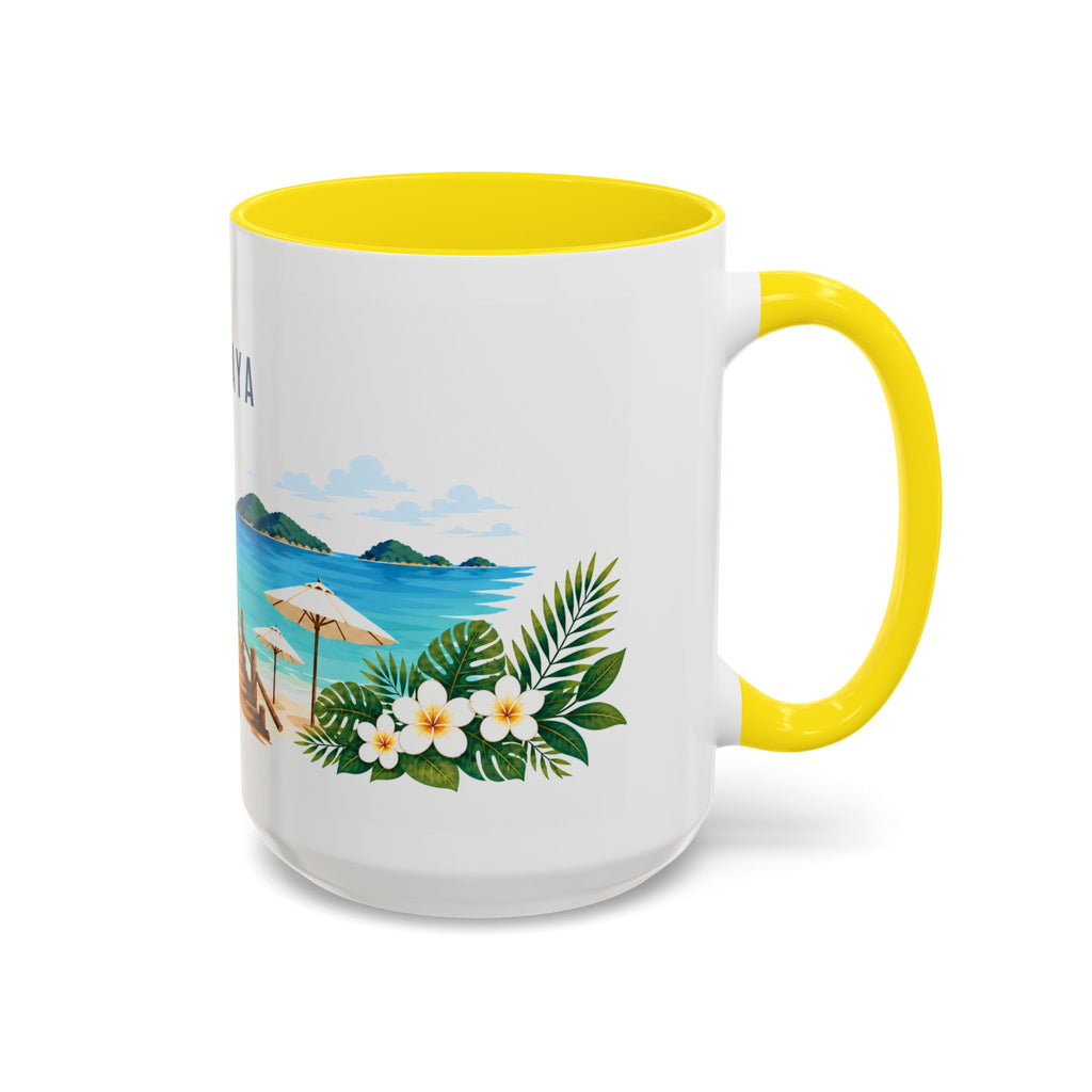 Pattaya Coffee Mug | Thailand Travel Souvenir | Porcelain Decal City Gift | 11oz 15oz Accent Mug