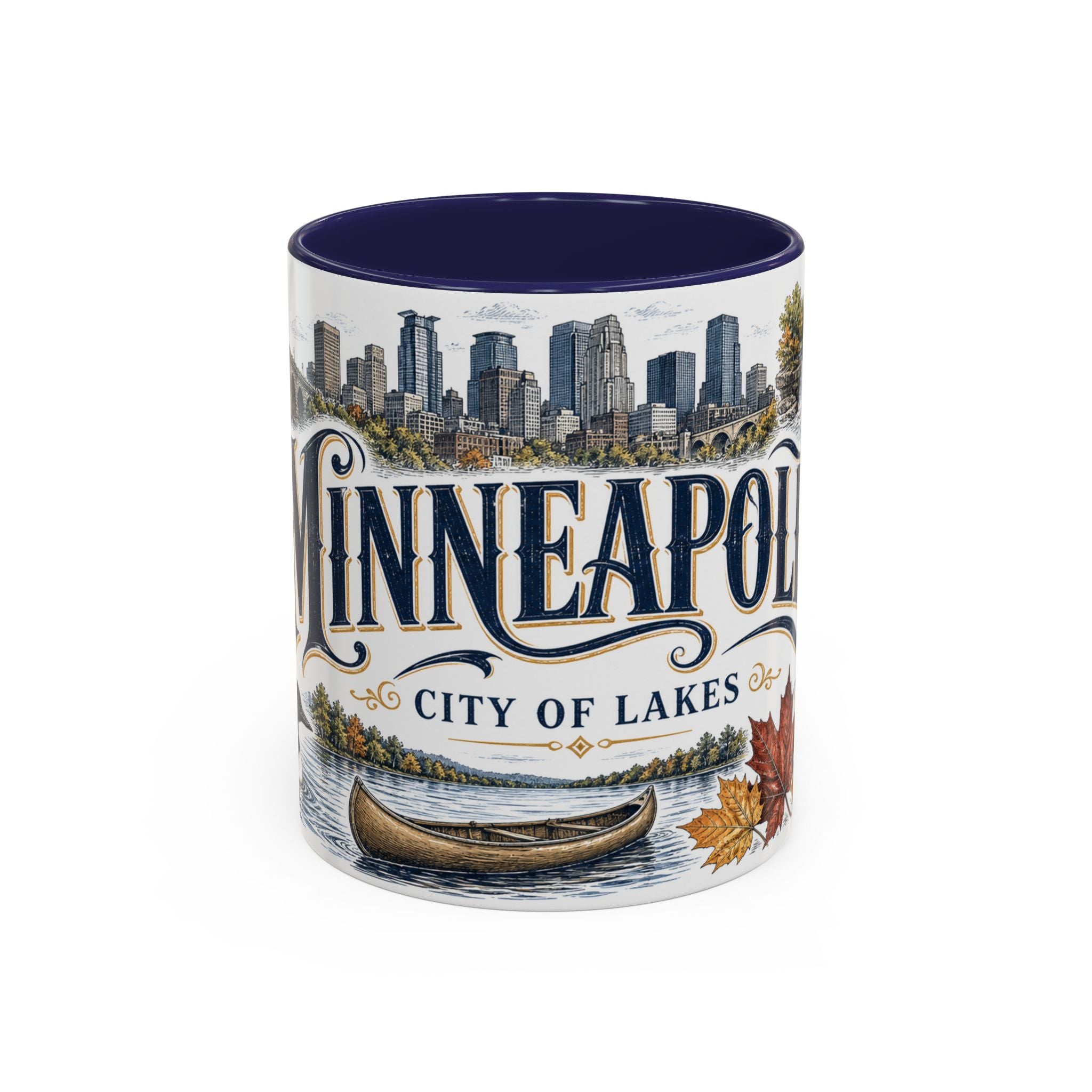 Minneapolis Coffee Mug | United States Travel Souvenir | Vintage Illustrated City Gift | 11 oz 15 oz Accent Mug
