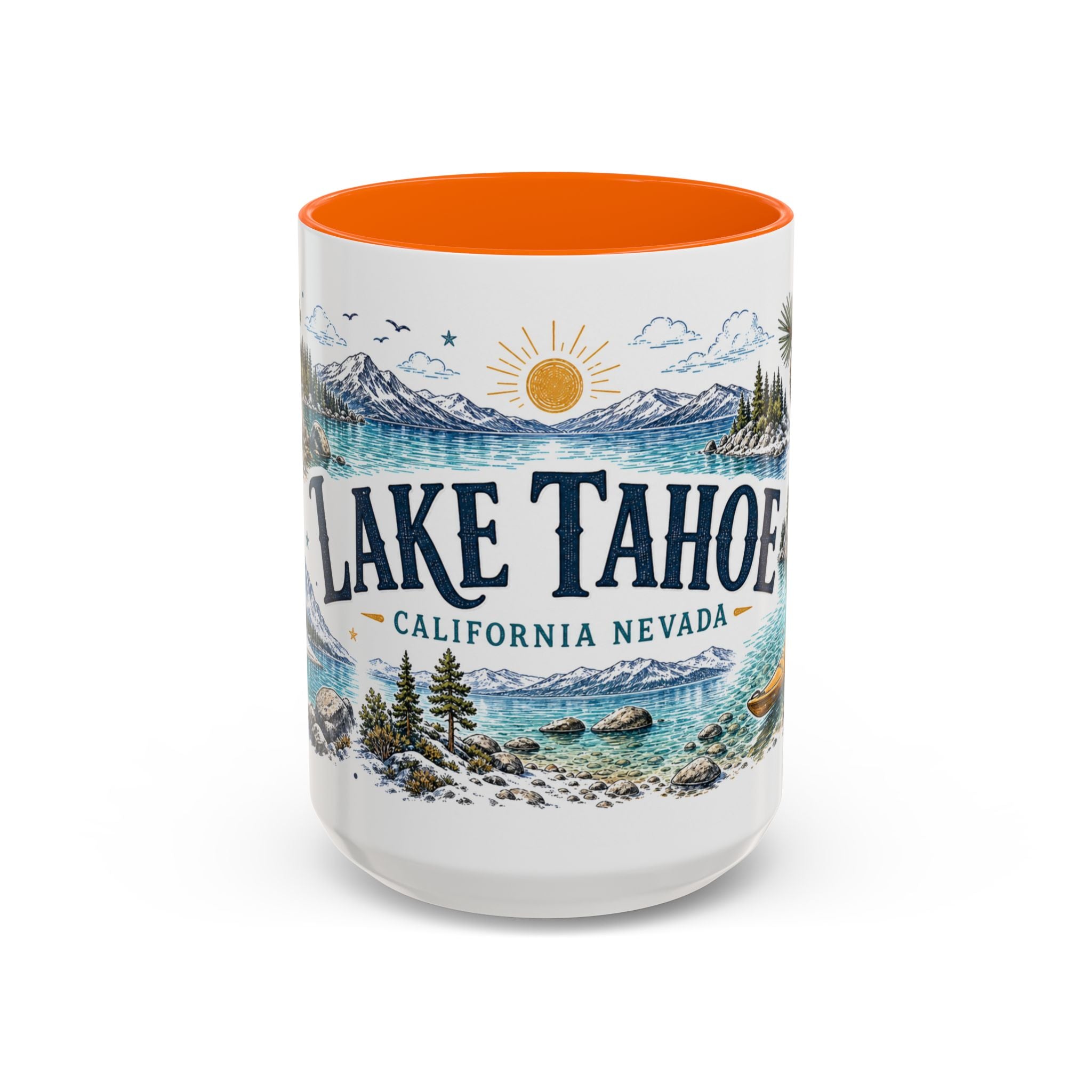 Lake Tahoe Mug, California Nevada Travel Souvenir, Bucket List Gift, Accent Ceramic Coffee Mug 11oz 15oz