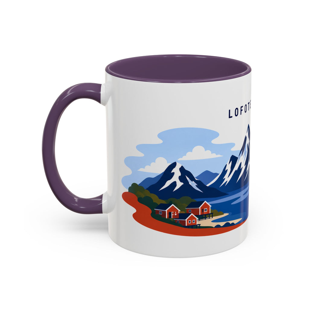 Lofoten Islands Coffee Mug | Travel Destination Souvenir Gift | Accent Color Ceramic 11oz 15oz
