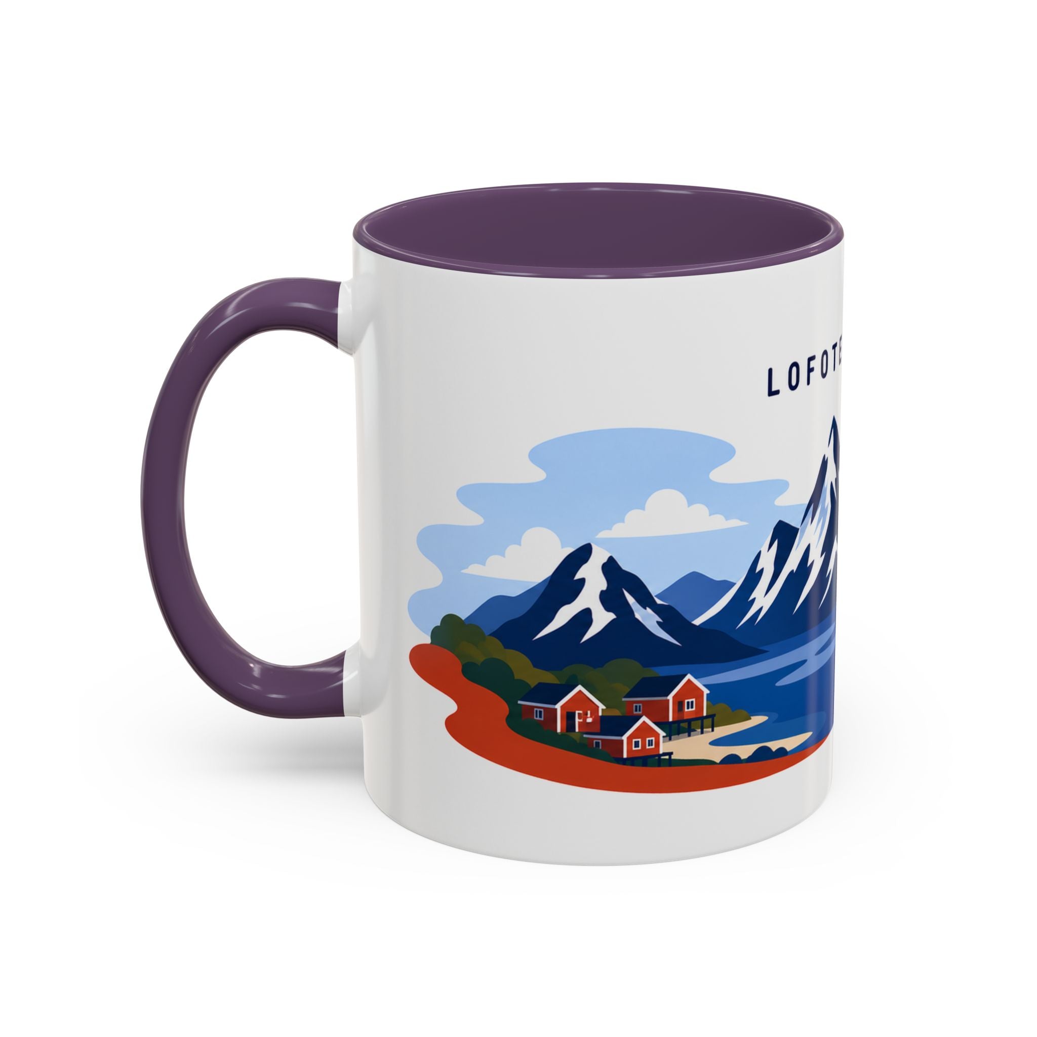 Lofoten Islands Coffee Mug | Travel Destination Souvenir Gift | Accent Color Ceramic 11oz 15oz